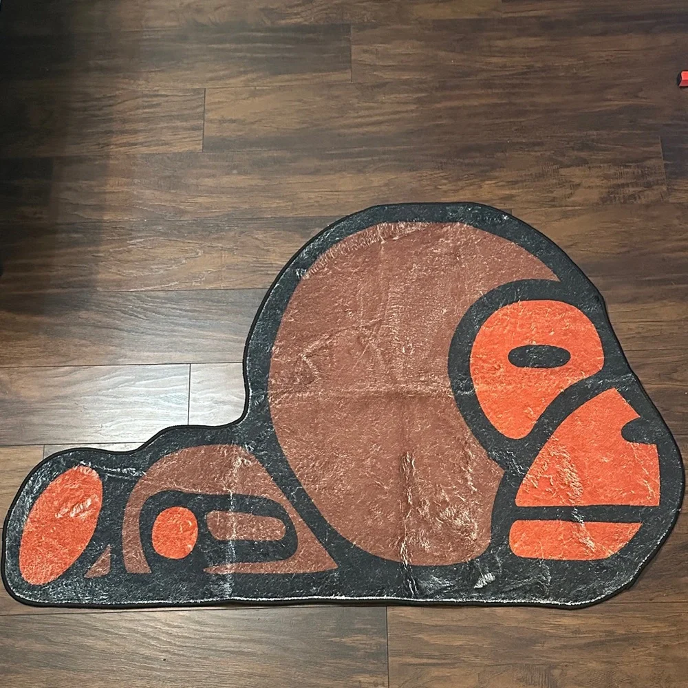 Monkey-Shaped Accent Door Mat in Brown and Orange